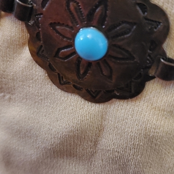 Vintage Faux Turquoise Conch belt M - Picture 4 of 9